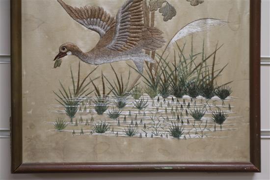A pair of Chinese silkwork panels 107 x 29cm